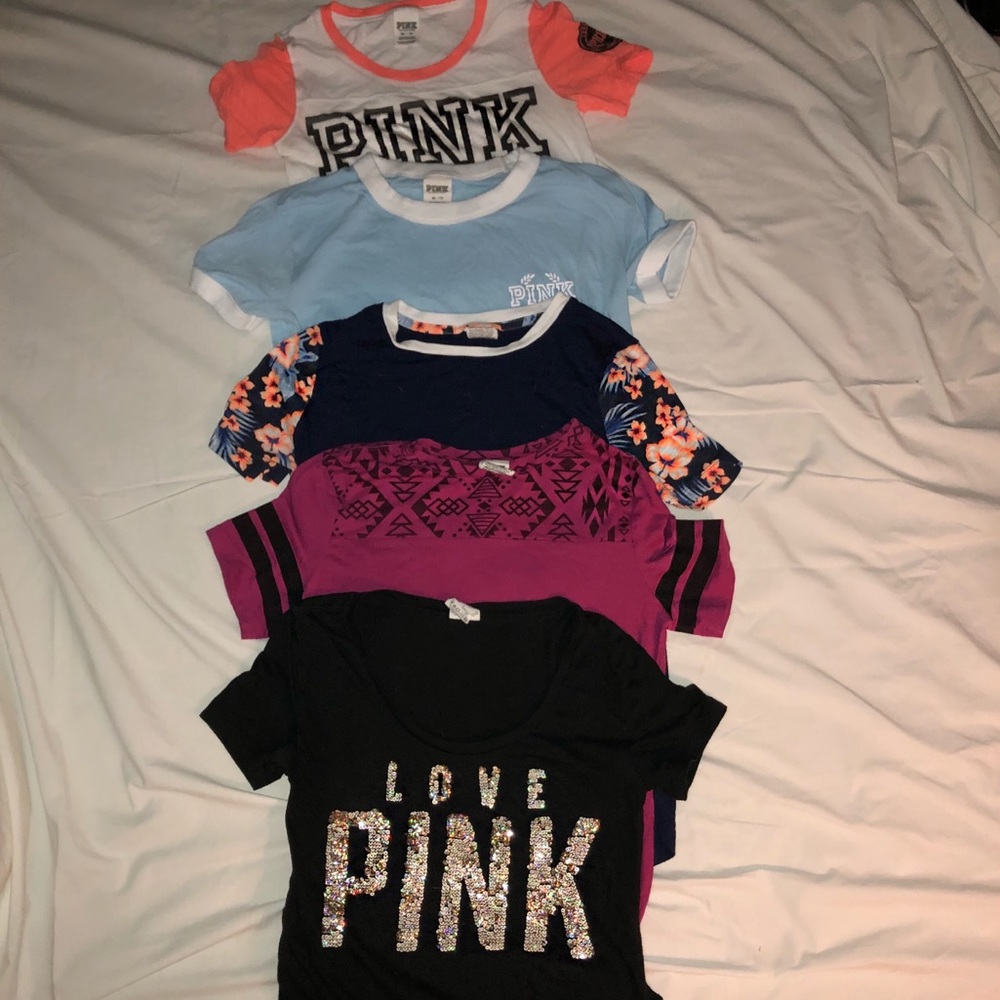 5 Pink Victoria secret t-shirt